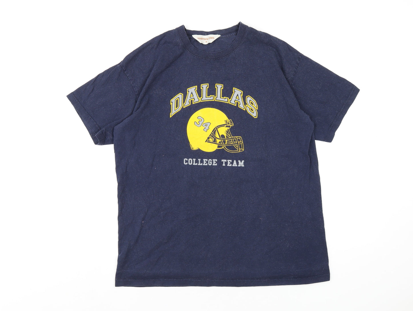Harper & Lewis Womens Blue Cotton Basic T-Shirt Size M Round Neck - Dallas College Team