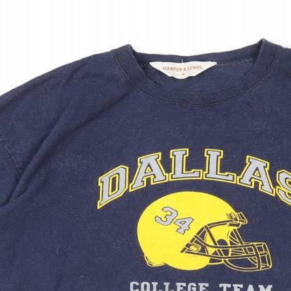 Harper & Lewis Womens Blue Cotton Basic T-Shirt Size M Round Neck - Dallas College Team
