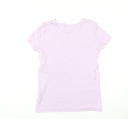 Womens UK Size S PINK Purple Basic T-Shirt
