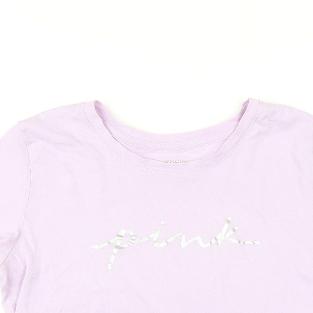 Womens UK Size S PINK Purple Basic T-Shirt