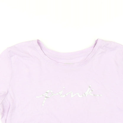 Womens UK Size S PINK Purple Basic T-Shirt