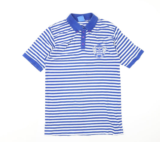 Queens Park Rangers FC Mens Blue Striped Cotton Polo Size L Collared Button