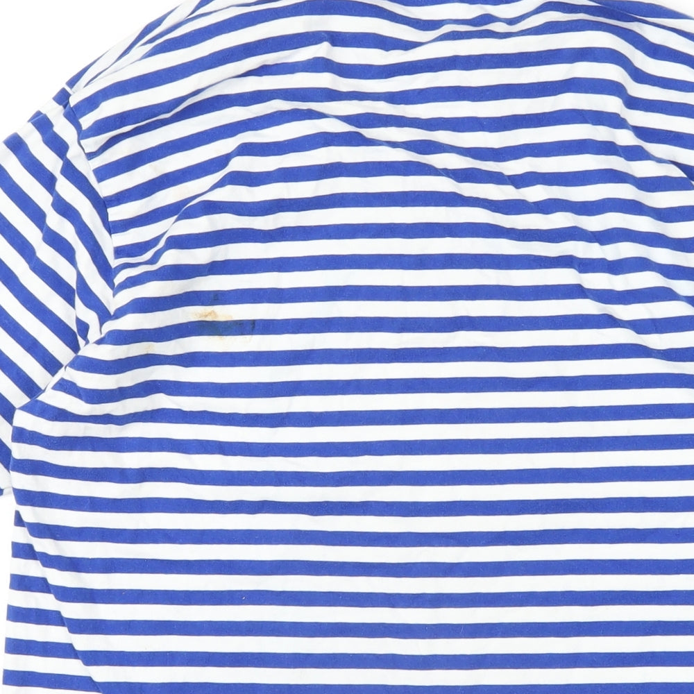 Queens Park Rangers FC Mens Blue Striped Cotton Polo Size L Collared Button