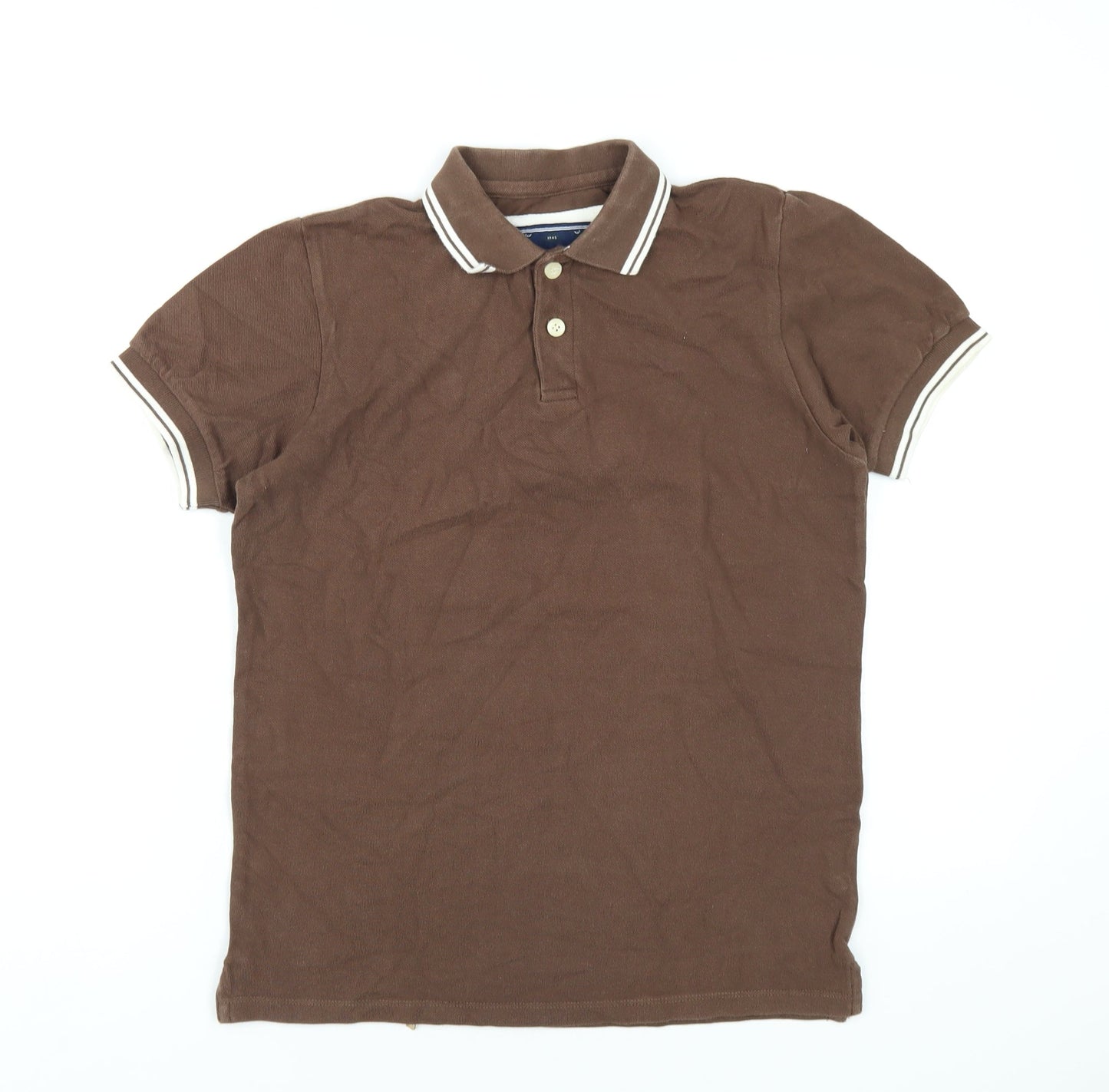 Charles Wilson Womens Brown Cotton Basic Polo Size S Collared