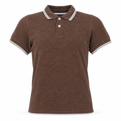 Charles Wilson Womens Brown Cotton Basic Polo Size S Collared