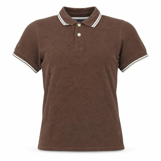 Charles Wilson Womens Brown Cotton Basic Polo Size S Collared