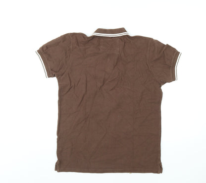 Charles Wilson Womens Brown Cotton Basic Polo Size S Collared