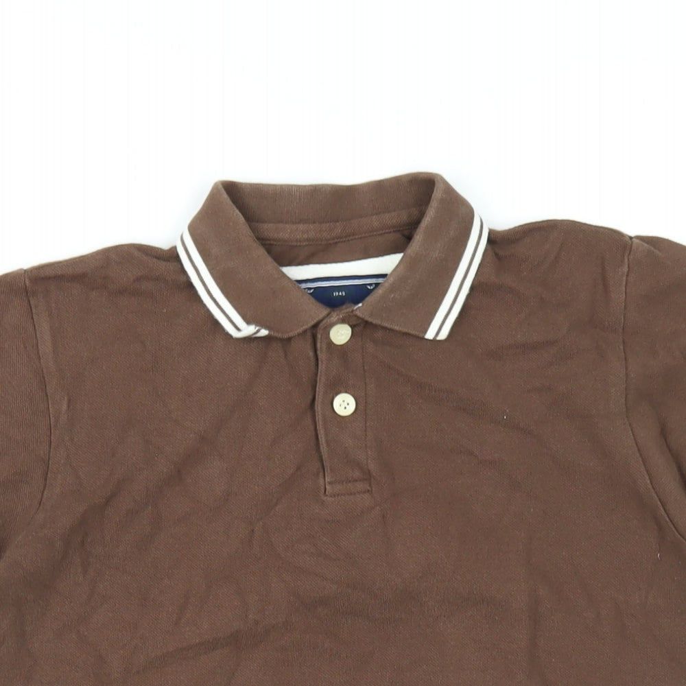Charles Wilson Womens Brown Cotton Basic Polo Size S Collared