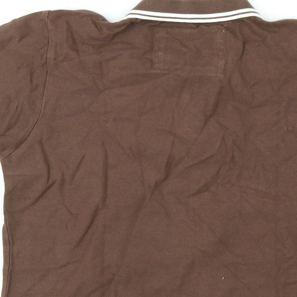 Charles Wilson Womens Brown Cotton Basic Polo Size S Collared