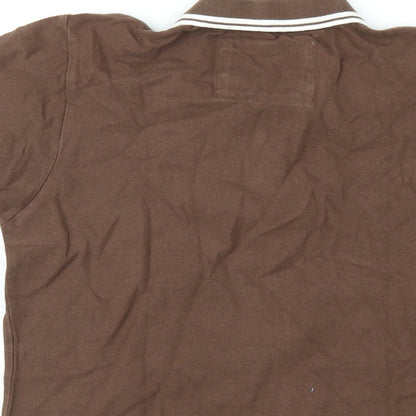 Charles Wilson Womens Brown Cotton Basic Polo Size S Collared