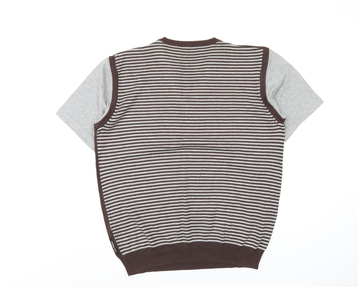 Full Circle Mens Brown Round Neck Cotton Pullover Jumper Size XL Short Sleeve