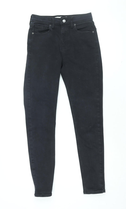 Topshop Womens Black Cotton Skinny Jeans Size 26 in L32 in Regular Zip