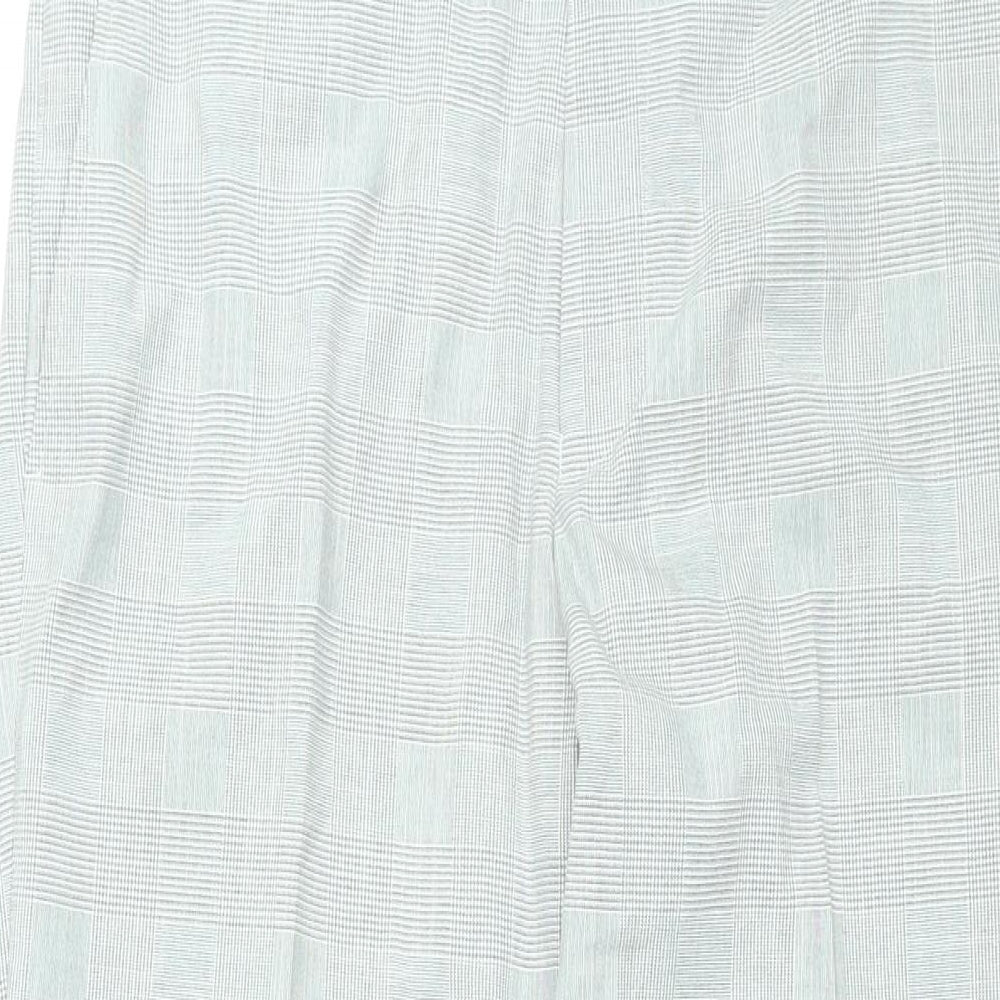 Marks and Spencer Mens Grey Plaid Polyester Dress Pants Trousers Size 32 in L31 in Regular Zip