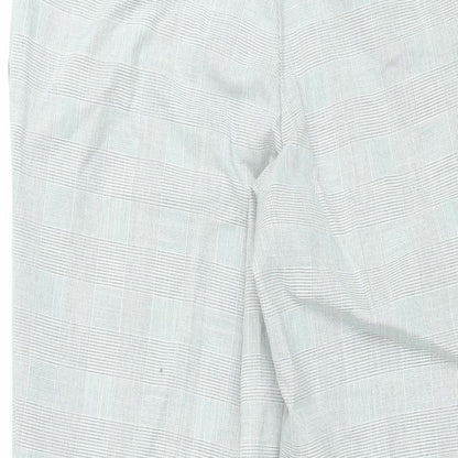 Marks and Spencer Mens Grey Plaid Polyester Dress Pants Trousers Size 32 in L31 in Regular Zip