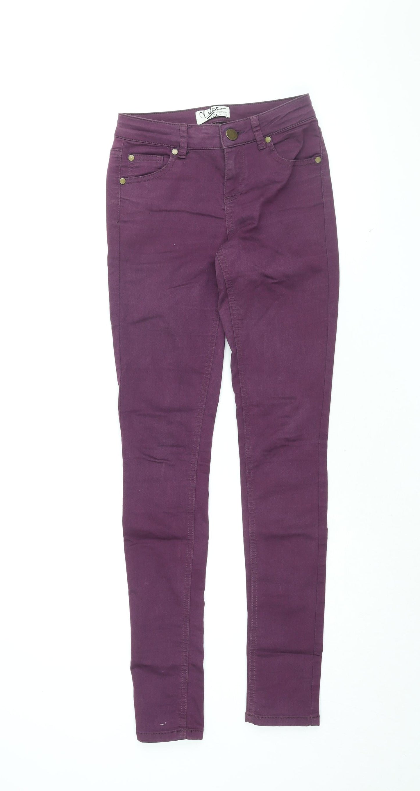 Miss Selfridge Womens Purple Cotton Skinny Jeans Size 8 L31 in Regular Zip