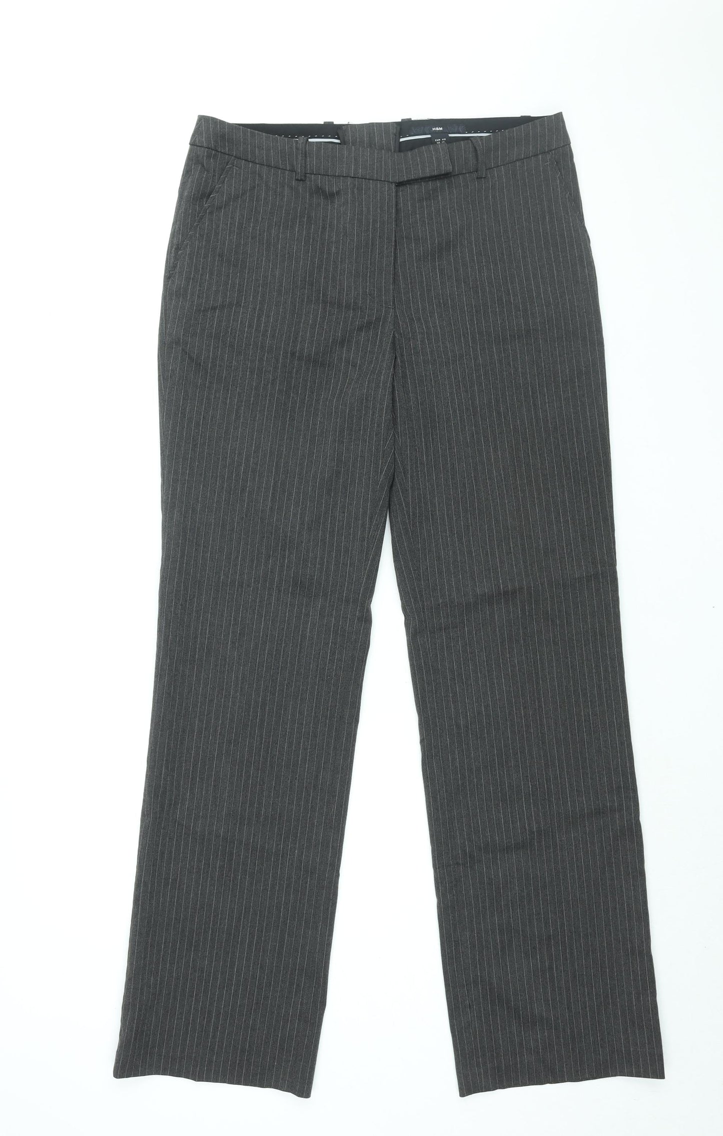 Womens UK Size 12 H&M Regular Fit Dress Pants Grey Trousers