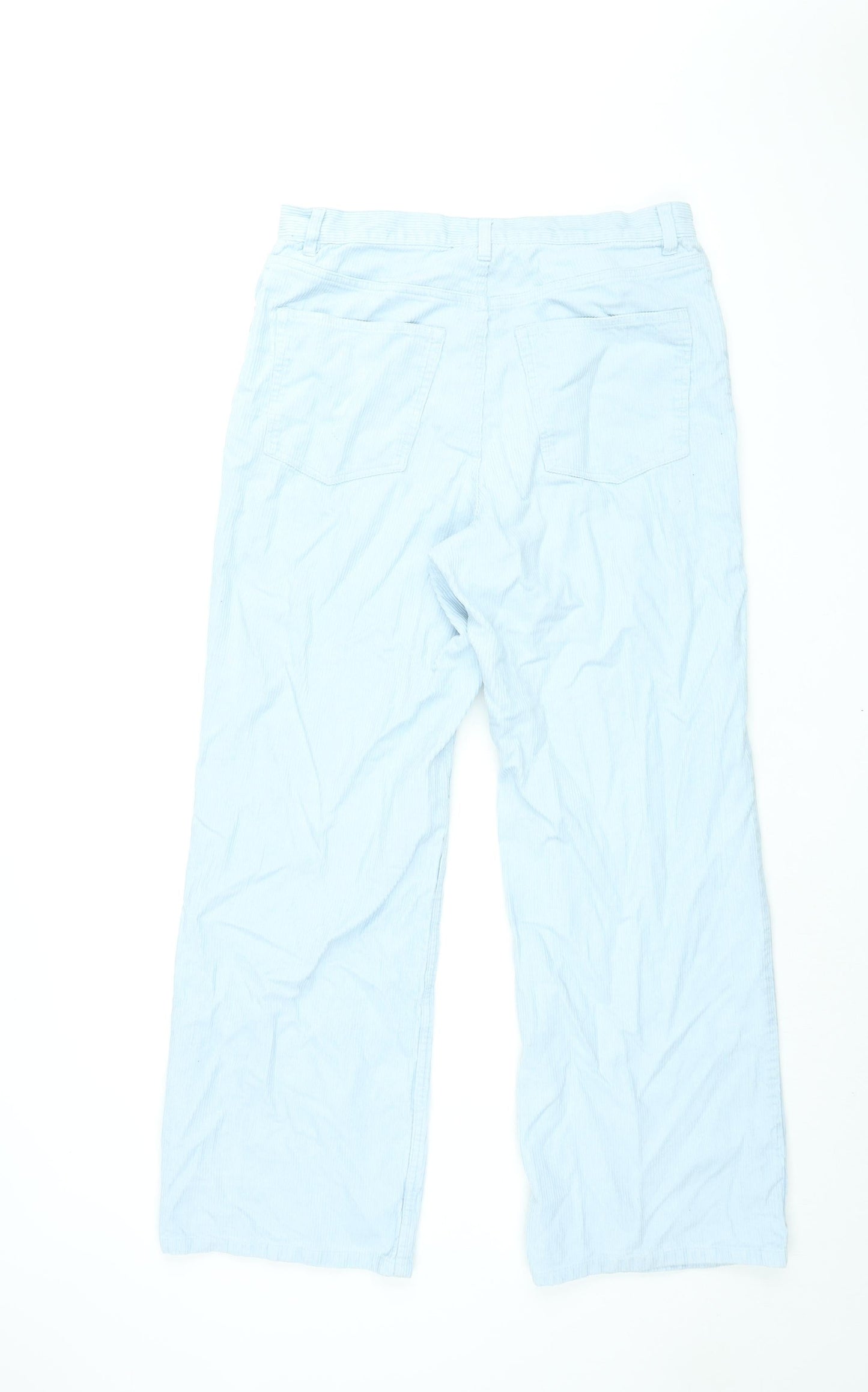 Monki Womens Blue Cotton Wide-Leg Jeans Size 16 L30 in Regular Zip