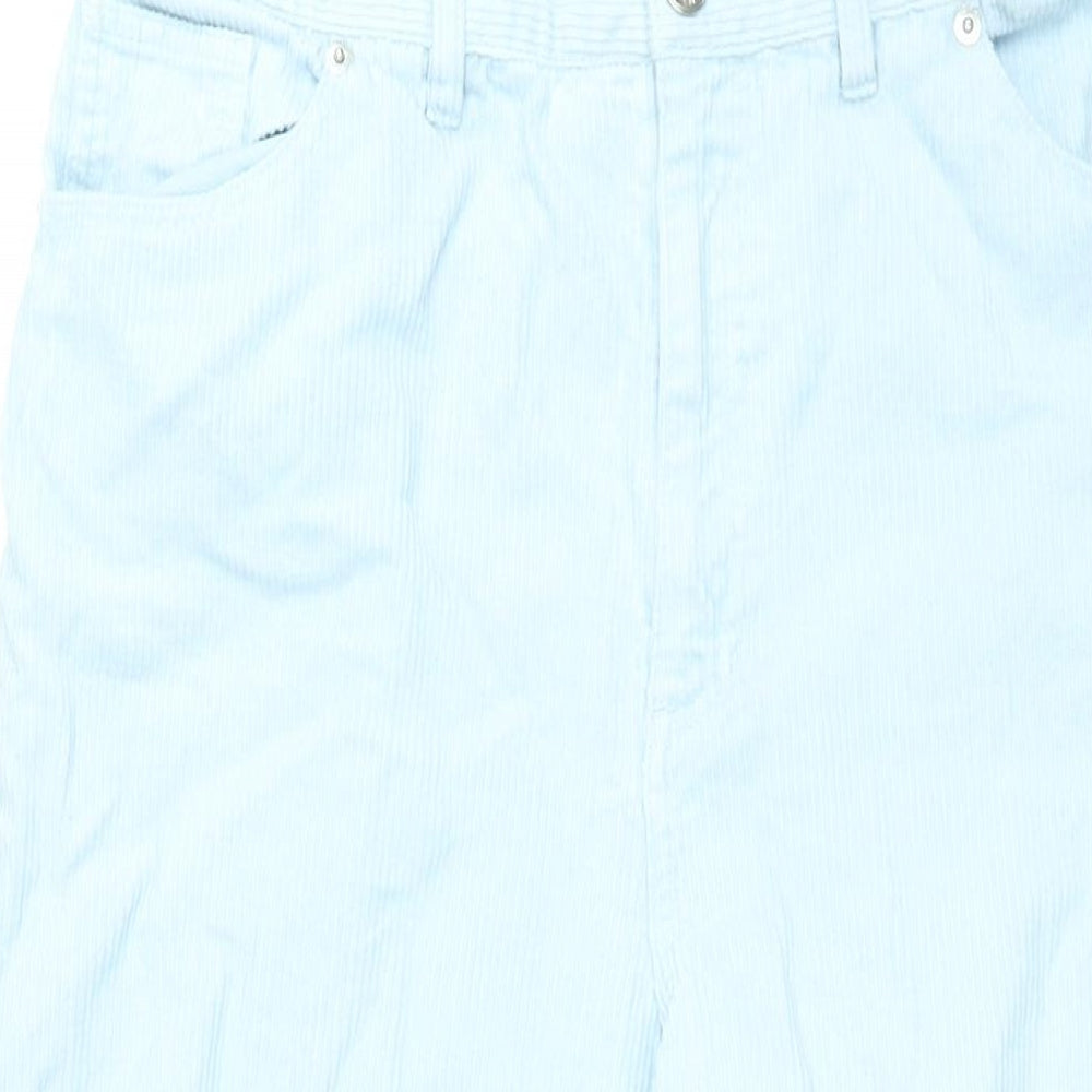 Monki Womens Blue Cotton Wide-Leg Jeans Size 16 L30 in Regular Zip