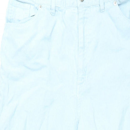 Monki Womens Blue Cotton Wide-Leg Jeans Size 16 L30 in Regular Zip