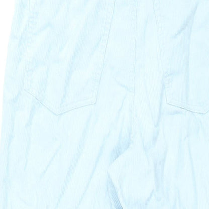 Monki Womens Blue Cotton Wide-Leg Jeans Size 16 L30 in Regular Zip