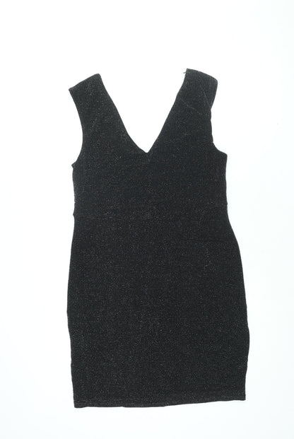 New Look Womens Black Polyester Bodycon Size 16 V-Neck Pullover