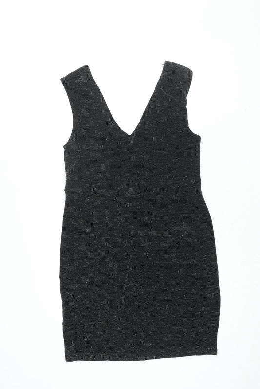 New Look Womens Black Polyester Bodycon Size 16 V-Neck Pullover