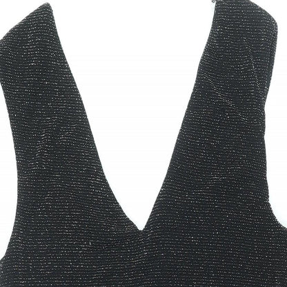 New Look Womens Black Polyester Bodycon Size 16 V-Neck Pullover