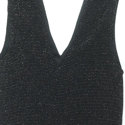 New Look Womens Black Polyester Bodycon Size 16 V-Neck Pullover