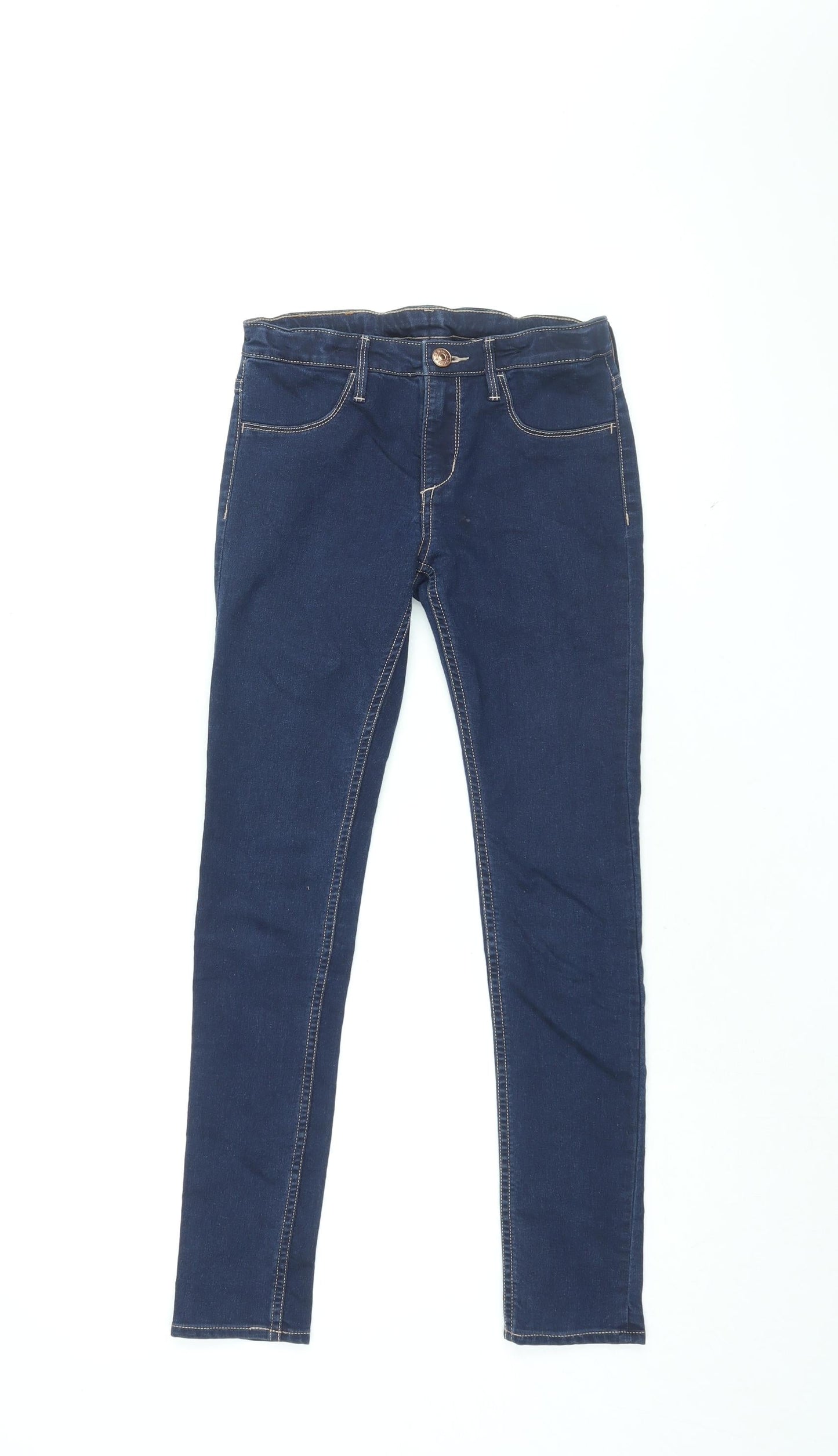&Denim Girls Blue Cotton Skinny Jeans Size 9-10 Years L26 in Regular Zip
