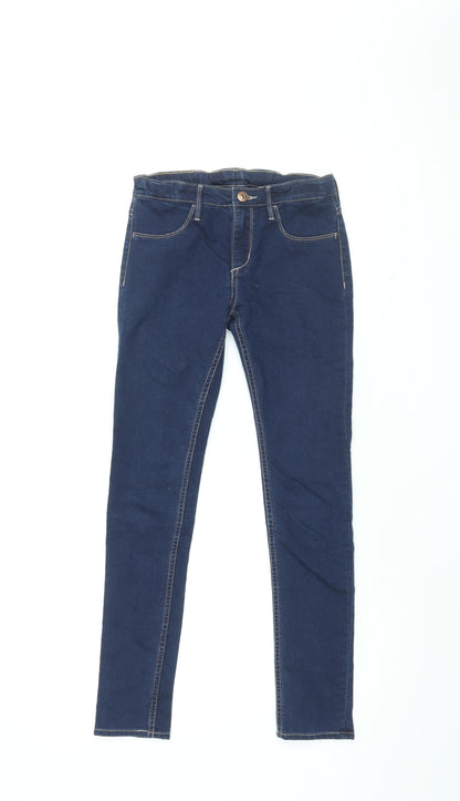 &Denim Girls Blue Cotton Skinny Jeans Size 9-10 Years L26 in Regular Zip