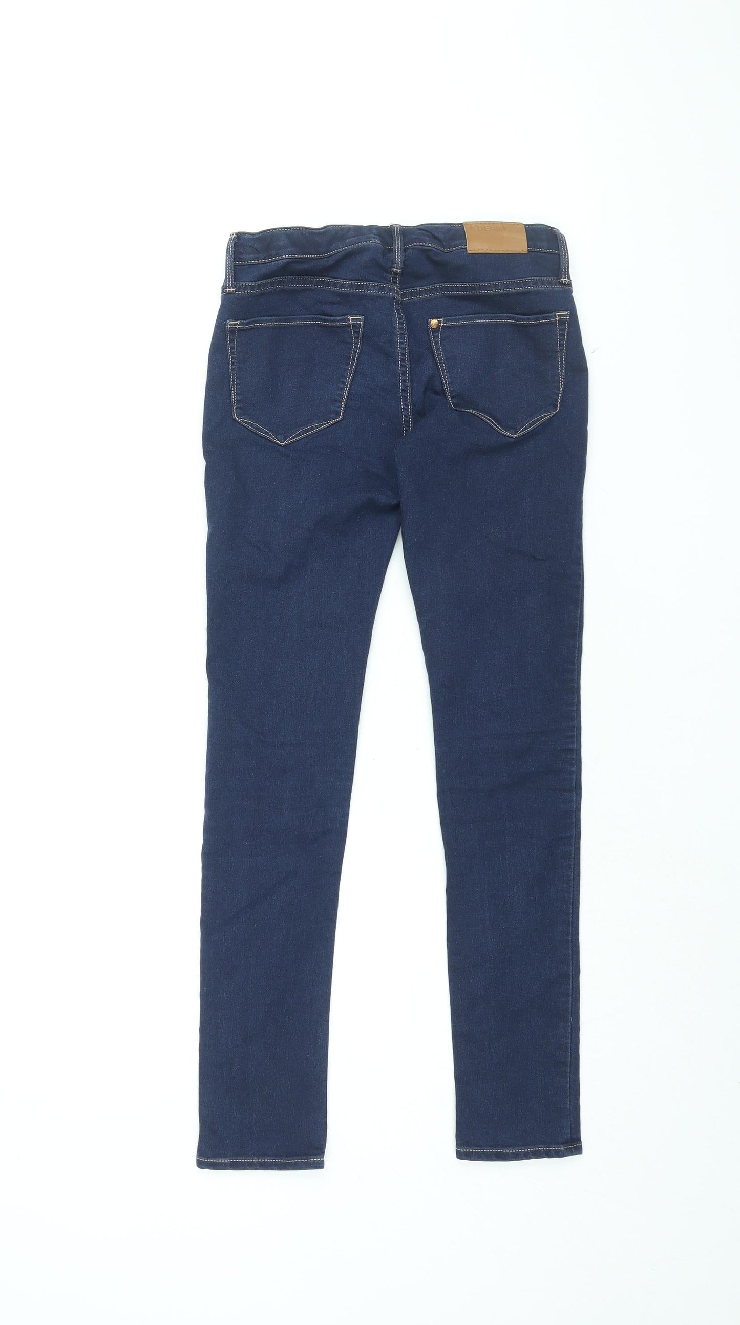 &Denim Girls Blue Cotton Skinny Jeans Size 9-10 Years L26 in Regular Zip