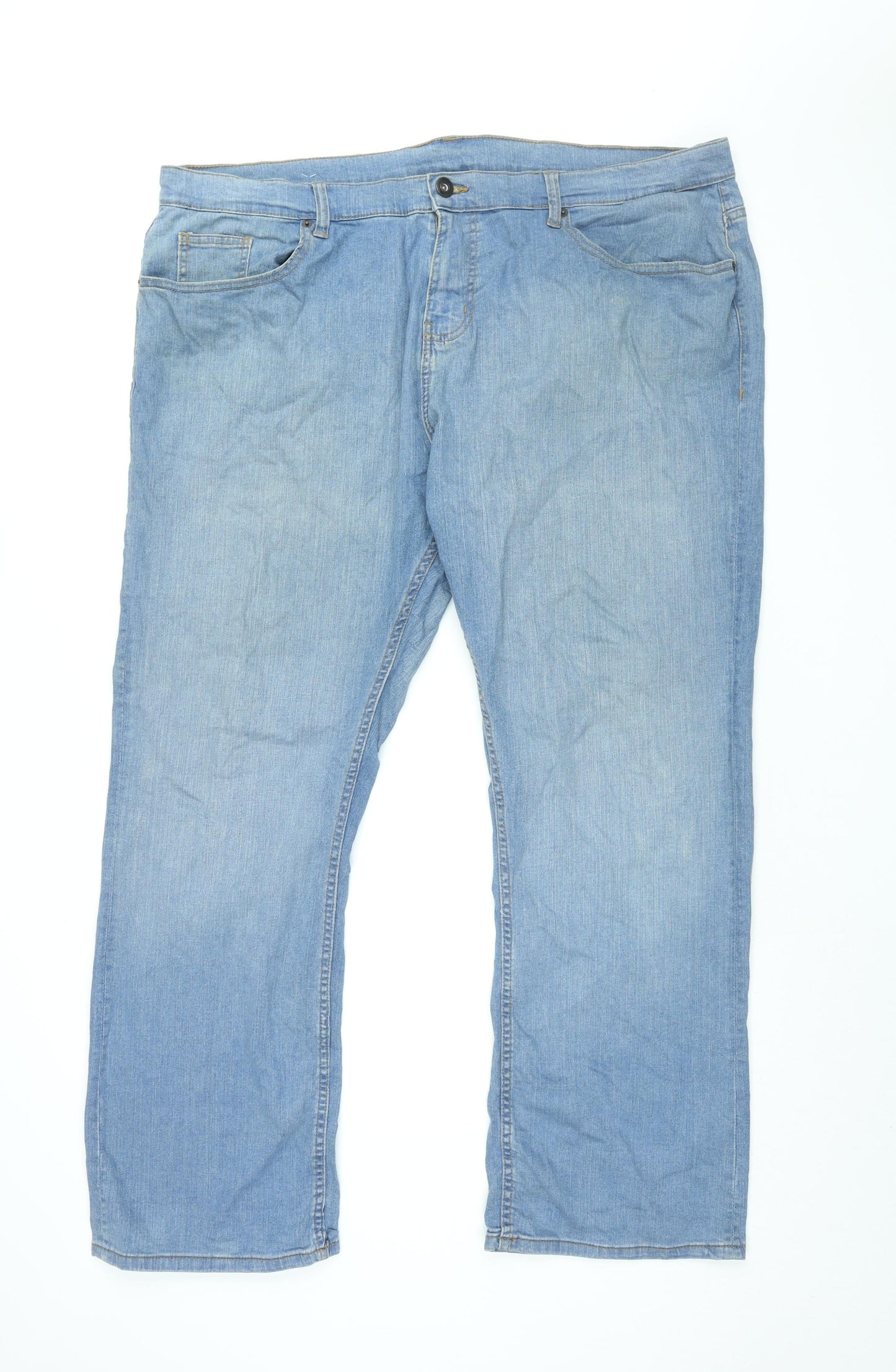 Denim & Co. Womens Blue Cotton Straight Jeans Size 42 in L32 in Regular Zip