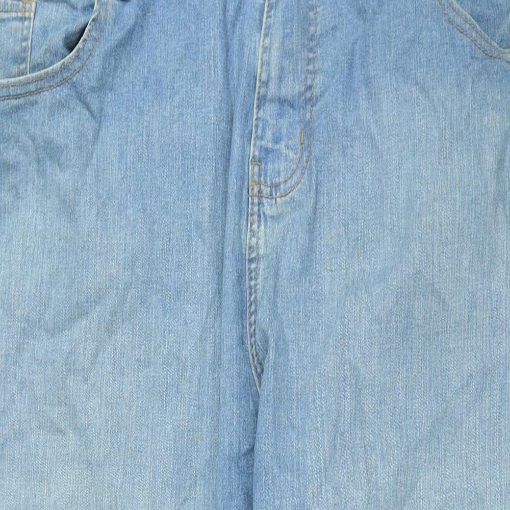 Denim & Co. Womens Blue Cotton Straight Jeans Size 42 in L32 in Regular Zip