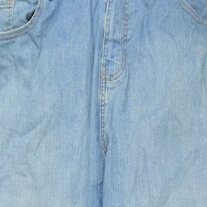 Denim & Co. Womens Blue Cotton Straight Jeans Size 42 in L32 in Regular Zip