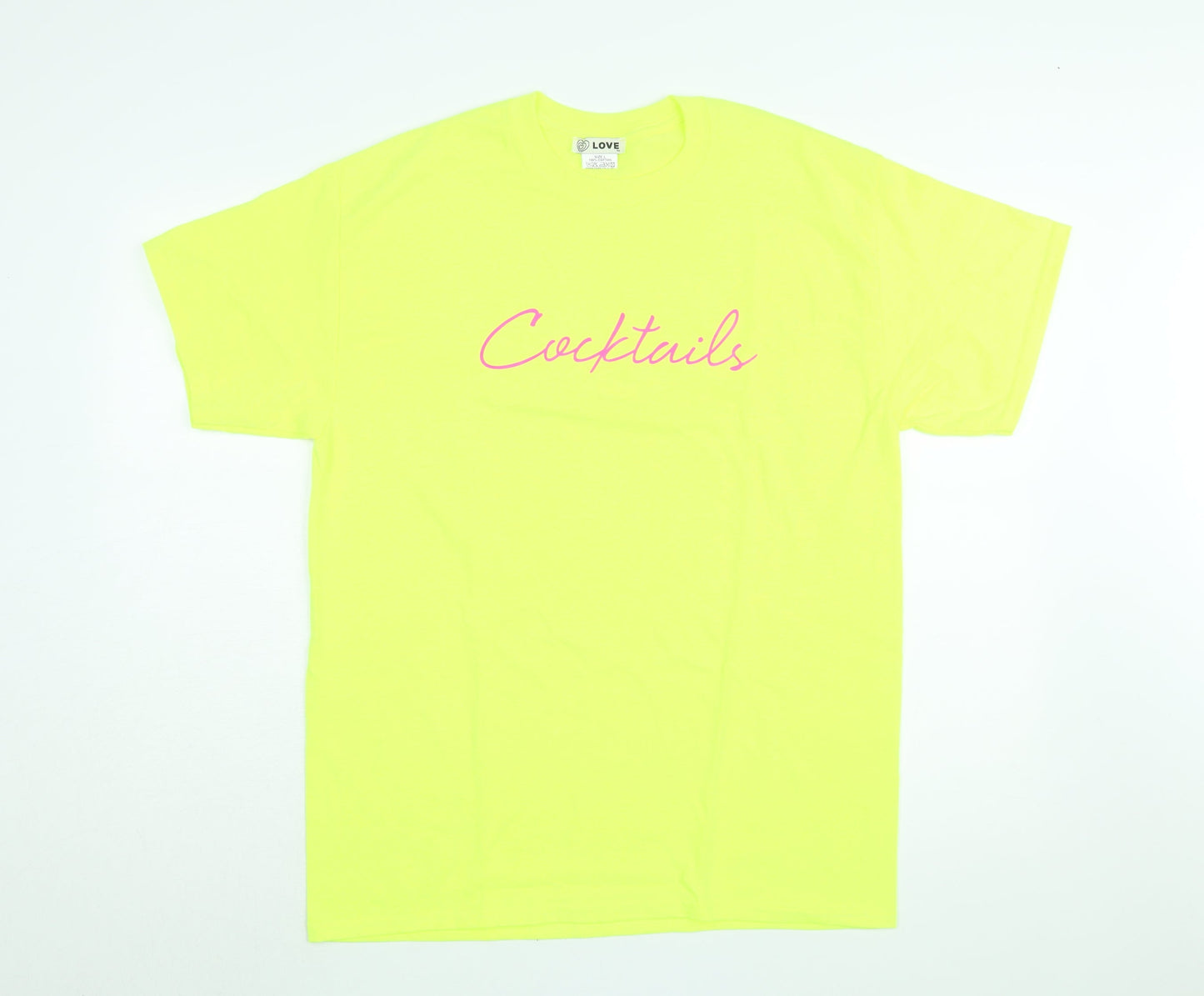 Womens UK Size L Love Yellow Basic T-Shirt