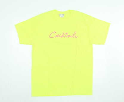 Womens UK Size L Love Yellow Basic T-Shirt