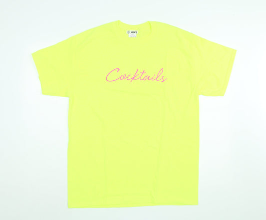 Womens UK Size L Love Yellow Basic T-Shirt