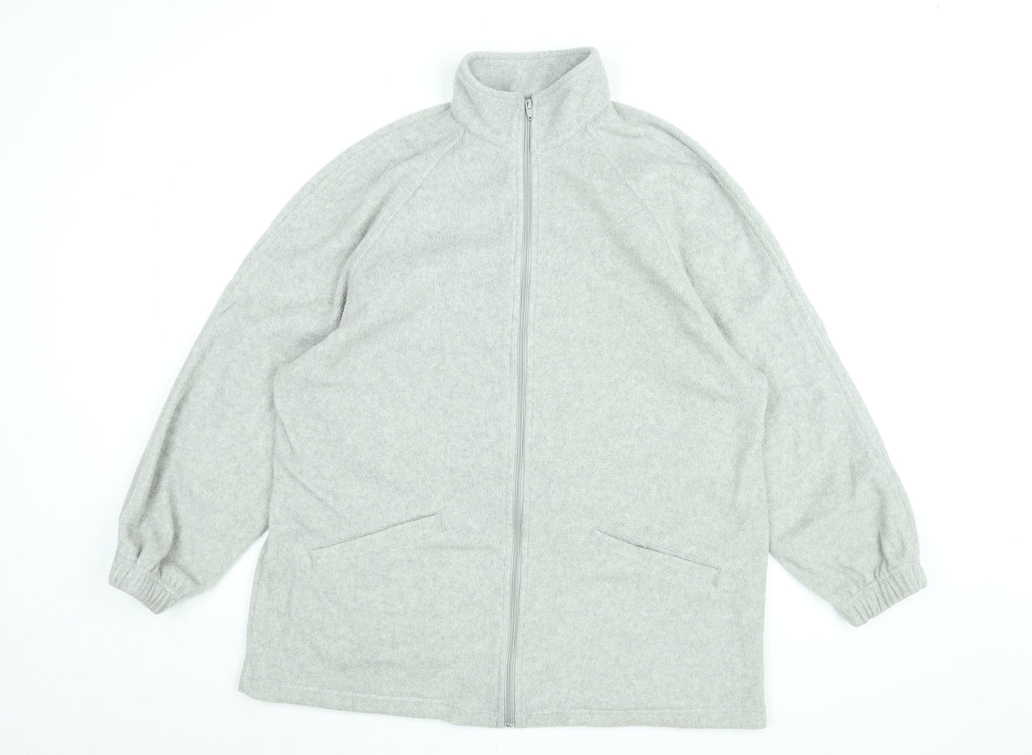 Casual Comfort Womens Grey Polyester Full Zip Sweatshirt Size 18 Zip