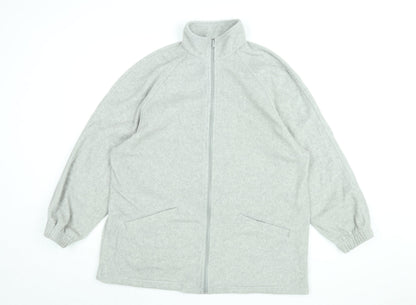 Casual Comfort Womens Grey Polyester Full Zip Sweatshirt Size 18 Zip