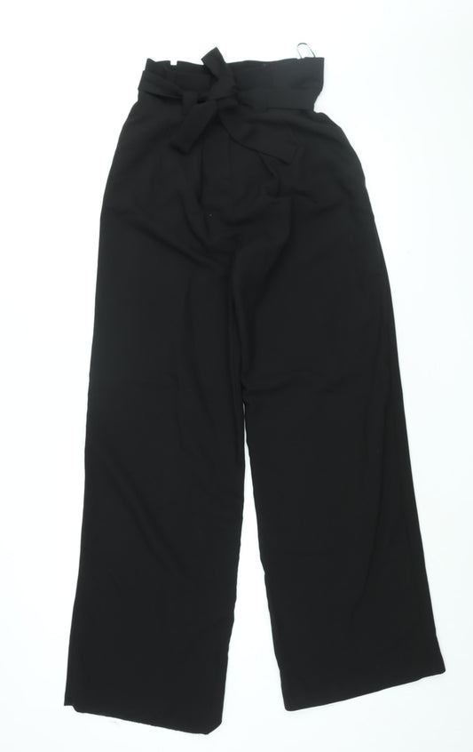 Lipsy Womens Black Polyester Trousers Size 8 L32 in Regular Zip - Belted