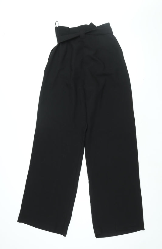 Lipsy Womens Black Polyester Trousers Size 8 L32 in Regular Zip - Belted