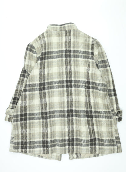 Debenhams Womens Beige Plaid Overcoat Coat Size 22 Button