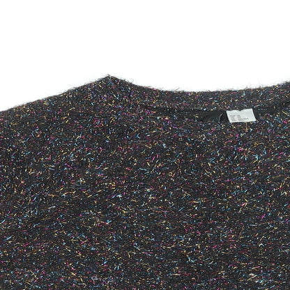 H&M Womens Black Polyester Cropped T-Shirt Size XS Round Neck