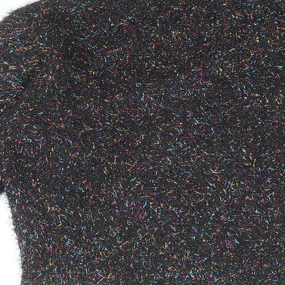 H&M Womens Black Polyester Cropped T-Shirt Size XS Round Neck