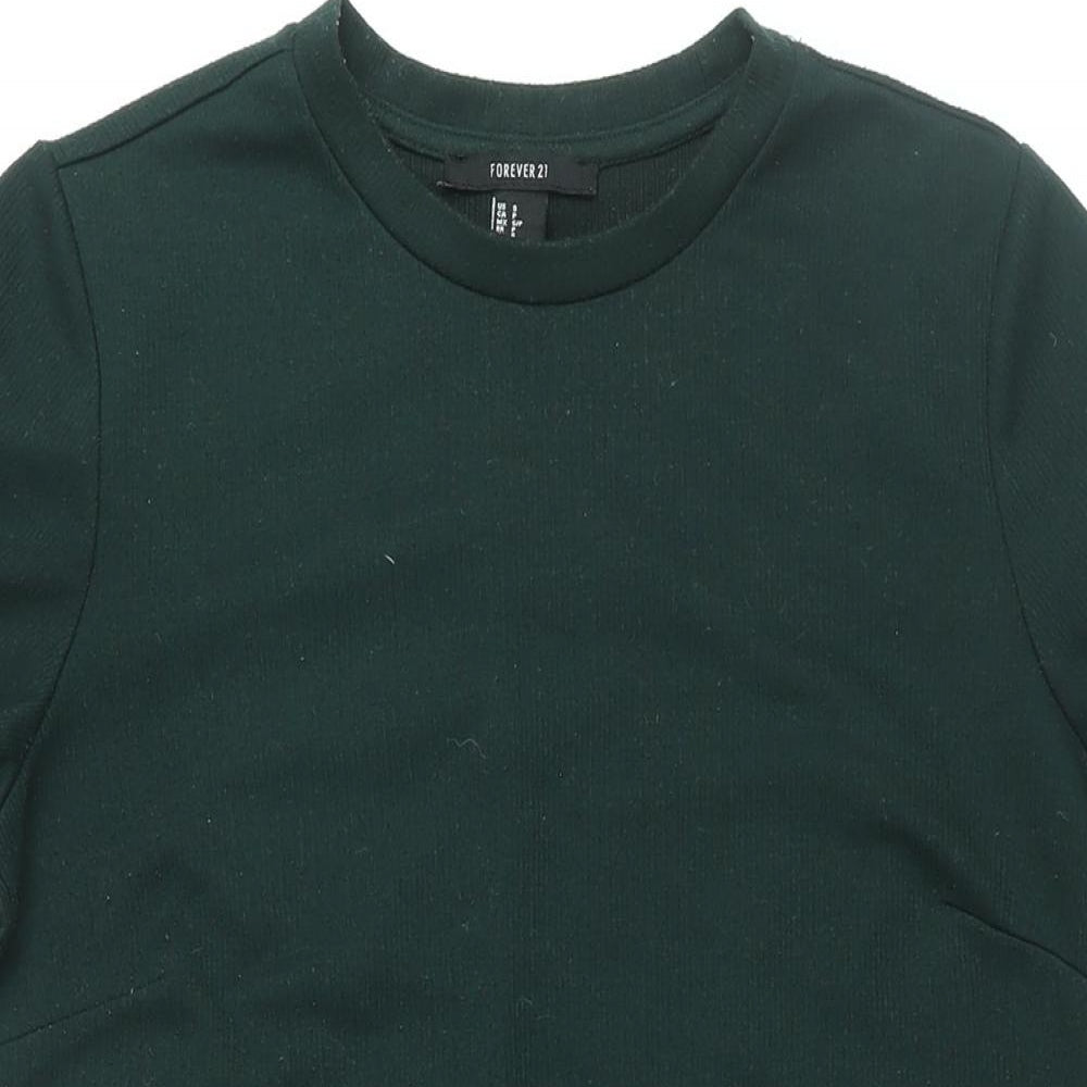 FOREVER 21 Womens Green Polyester Shift Size S Round Neck Pullover