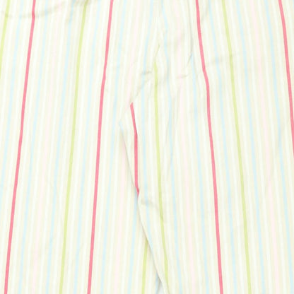 Vackray Womens Ivory Striped Cotton Trousers Size 33 in L31 in Regular Zip