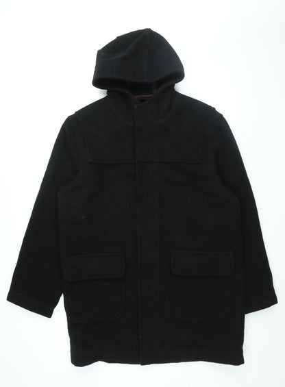 Mens UK Size M Red Herring Black Overcoat