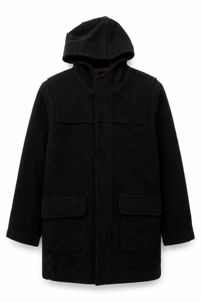 Mens UK Size M Red Herring Black Overcoat