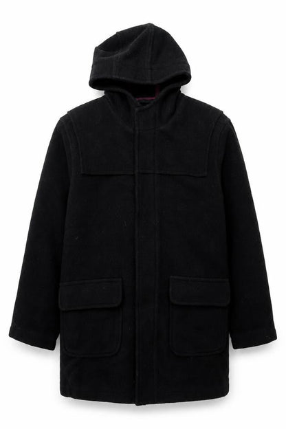 Mens UK Size M Red Herring Black Overcoat