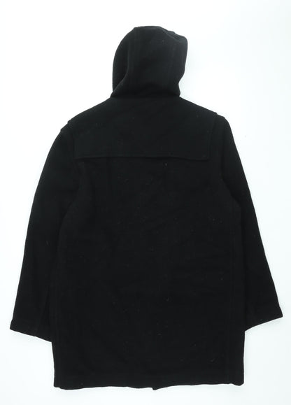 Mens UK Size M Red Herring Black Overcoat
